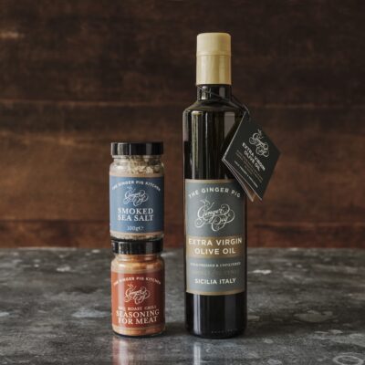 Sicilian Extra Virgin Olive Oil 500ml, Seasoning for Meat & Smoked Sea Salt Bundle